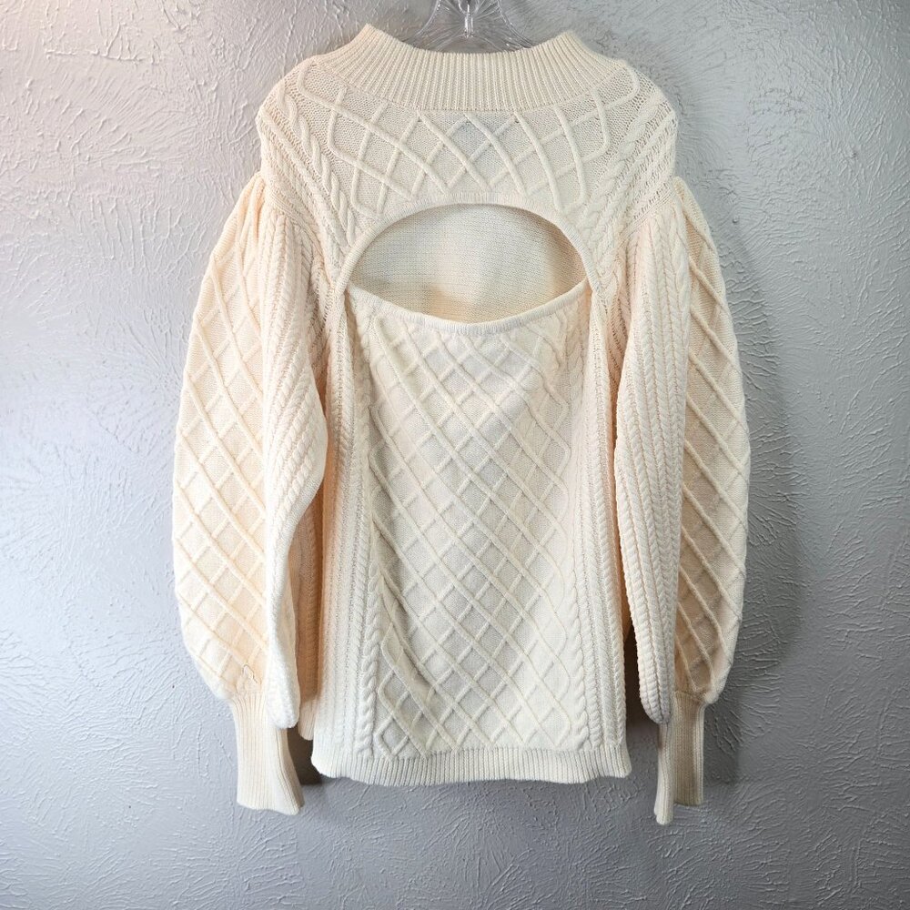 Eloquii Chunky Cable Knit Sweater Plus Size 4X Cut Out Old Money Preppy Mockneck